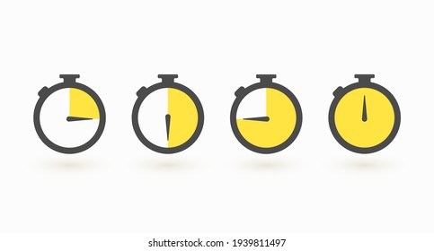 Un conjunto de temporizadores. Temporizador de cuenta atrás con intervalos de tiempo de quince minutos. Temas de tiempo, recuento, segmento, intervalo. Ilustración del vector 