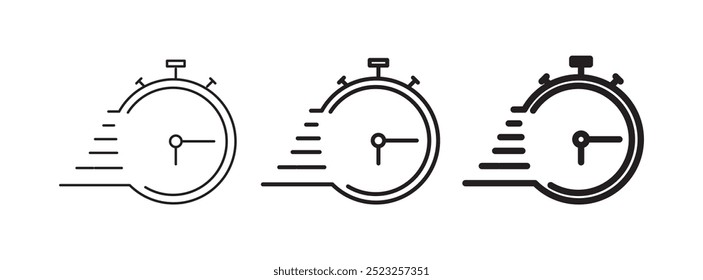 Ícone Conjunto de Temporizadores. Símbolo de cronômetro. Tempo de cozedura, tempo de espera, cozedura, entrega e aplicação Ilustração do vetor do temporizador