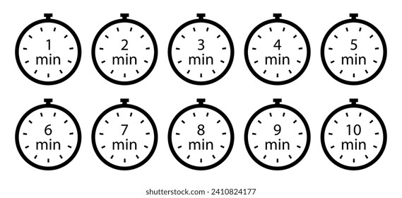 Set of timers line icon. Time, stopwatch, alarm clock, clock, run, second, speed, hour, minute, record, sport, cooking. Vector icon for business and advertising