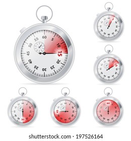 Set of Timers with Various Indications the Time, vector isolated on white background