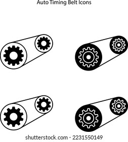 Set of Timing belt kit icon isolated on white background.