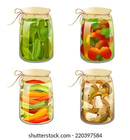 set with tinned vegetables. vector illustration
