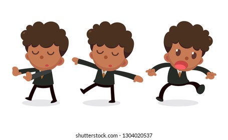 Set of tiny businessman character in actions. Isolated vector. Daydream.
