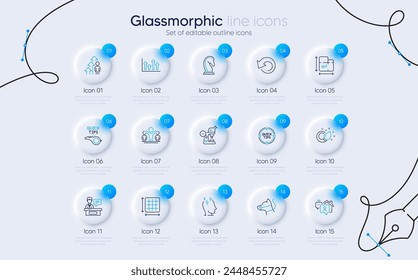 Set of Tips, Recovery data and Employee result line icons for web app. Floor plan, Winner, Work home icons. Exhibitors, Marketing strategy, Dog leash signs. Stress, Upper arrows, Tutorials. Vector