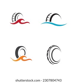 conjunto de imagen vectorial de plantilla con logotipo de neumáticos y símbolo