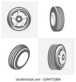 Set of Tire logo vector icon illustration design template