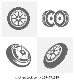 Set of Tire logo vector icon illustration design template