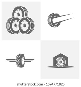 Set of Tire logo vector icon illustration design template