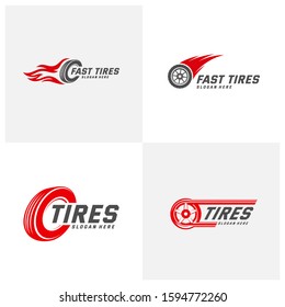 Set of Tire logo vector icon illustration design template