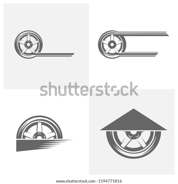 Set\
of Tire logo vector icon illustration design\
template