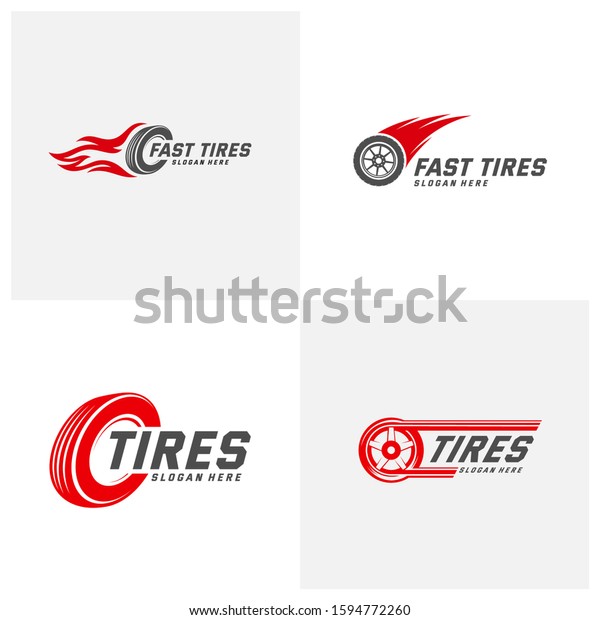 Set\
of Tire logo vector icon illustration design\
template