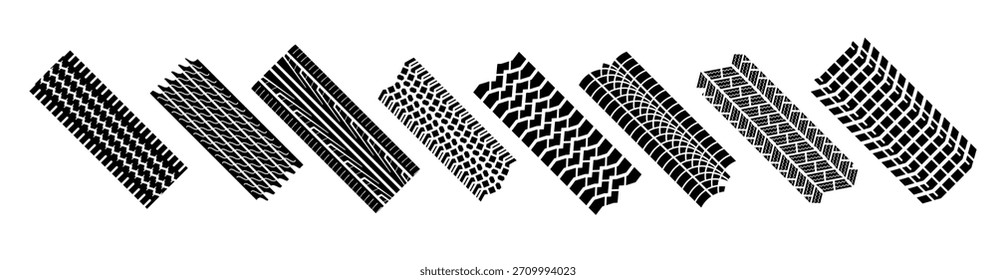 set of tire marks vector illustration