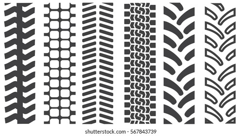 Set of tire shapes isolated on white background