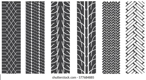 Set of tire shapes isolated on white background