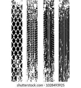 Set of tire track silhouette. Grunge tire track. Black tire track. Vector illustration