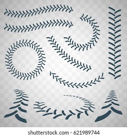 Set of the tire tracks of the tractor isolated elements . Vector illustration on white background