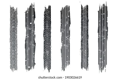 Conjunto de pistas de neumáticos, ilustración vectorial, grunge.