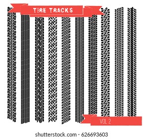 Set tire tracks vol. 2 Vector illustration EPS10.