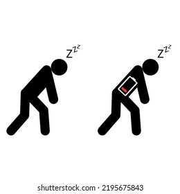 Set of Tired man icon, sleep emotion tired sign, bored concept symbol, graphic vector illustration .