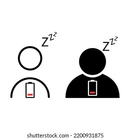 Set of Tired man icon, sleep emotion tired sign, bored concept symbol, graphic vector illustration .