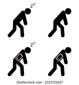 Set of Tired man icon, sleep emotion tired sign, bored concept symbol, graphic vector illustration .