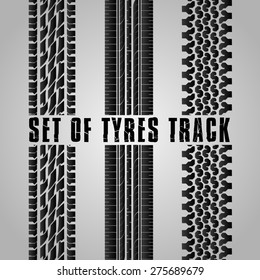 Set of Tires track. Vector set of detailed tire print
