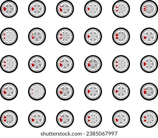 Ponga neumáticos y ruedas. Vector de icono de la rueda de disco.