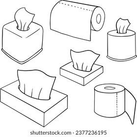conjunto de papeles tisulares, ilustración, conjunto de vectores de línea