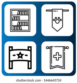 Set of title icons such as Bookcase, Banner , title