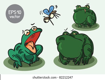 set toad mosquito and frogs cartoon