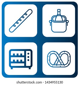 Set of toast icons such as Baguette, Ice bucket, Toaster, Pretzel , toast