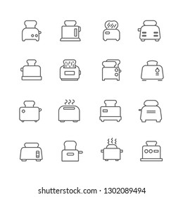 Set of toaster Related Vector Line Icons. Includes such Icons as sandwich, kitchen appliances, toast, breakfast and more. - Vector