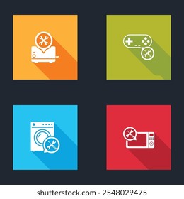 Definir serviço de torradeira, Gamepad, Washer e ícone de forno de micro-ondas. Vetor