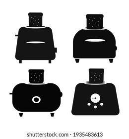 Juego de iconos simples de tostador Toaster con ilustración de temporizador