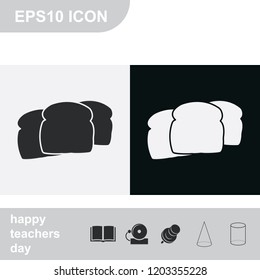 Set of toasts flat black and white vector icon.