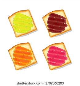 set of toasts with jam