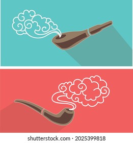 Set of tobacco pipes. icons collection
