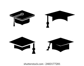 Conjunto de toga icono gorra sombrero graduado Ilustración vectorial plana