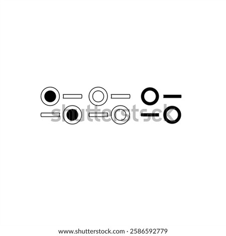 A set of toggle switch icons in outline and solid styles. Perfect for UI and UX design in apps or websites. Minimalist and modern, ideal for settings and interactive controls
