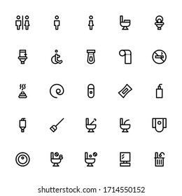 Set of Toilet Bathroom Public Symbol outline style icon - vector