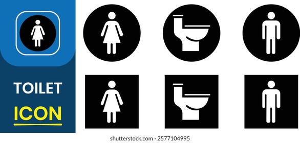  Set of Toilet icon. Handicap, Bathroom plumbing, pan, handwasher. Vector illustration.