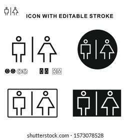 Set of Toilet icon vector design.  Icon with Editable Stroke. Eps 10