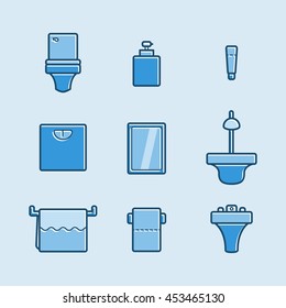 Set of toilet icon.Flat style