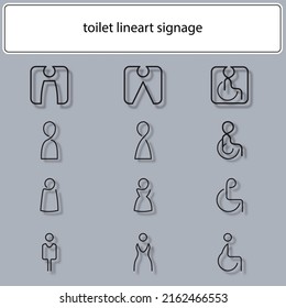 Set of toilet Illustration Icon design signage element for technology information.