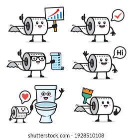 set of toilet paper character design