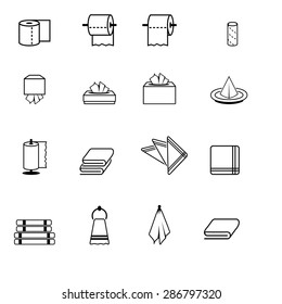 Set of toilet paper, napkins and towel icons