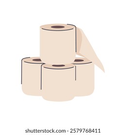 A set of toilet paper rolls. Isolated on a white background. Flat vector illustration.