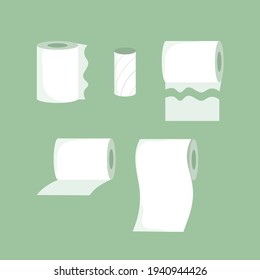 Set of toilet paper vector flat illustration.