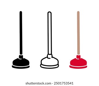 Set of Toilet plunger cartoon doodle, Vector, Illustration.