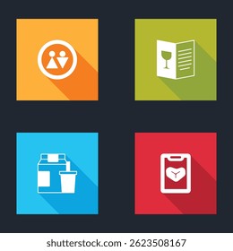 Set Toilet, Restaurant cafe menu, Online ordering and delivery and  icon. Vector